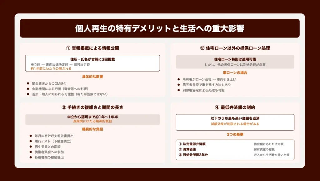 個人再生の特有デメリットと生活への重大影響