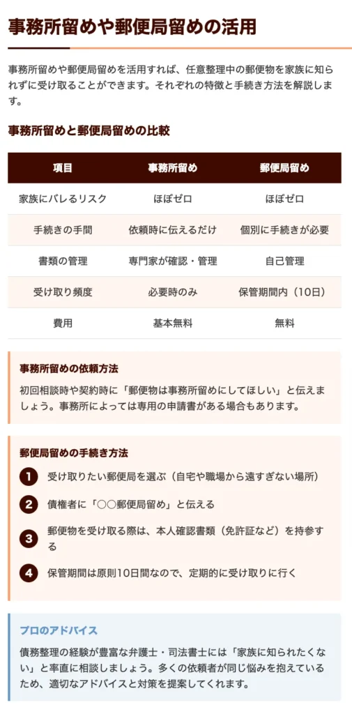 事務所留めや郵便局留めの活用