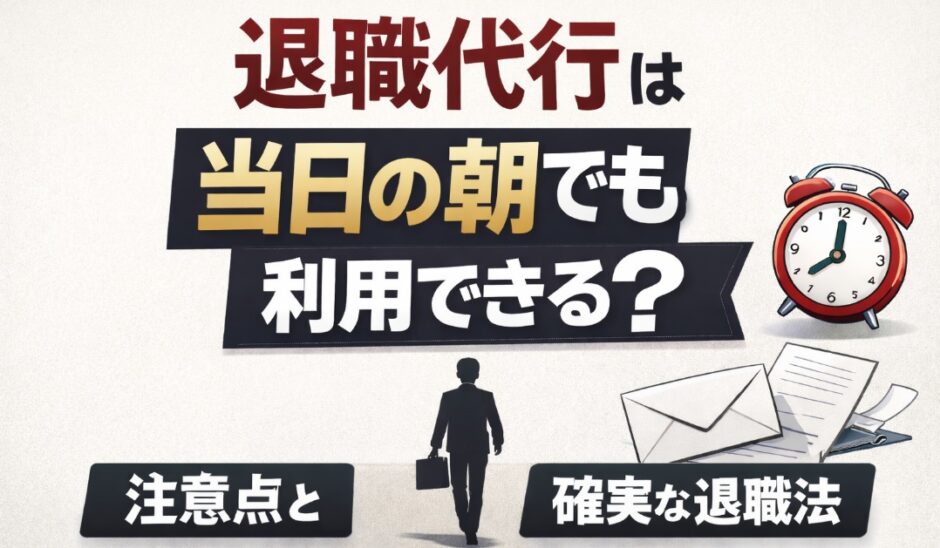退職代行は当日の朝でも利用できる？注意点と確実な退職法