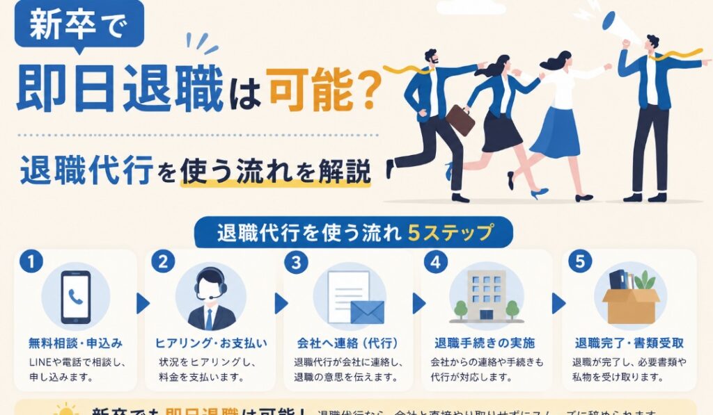 新卒が退職代行で即日退職する流れ
