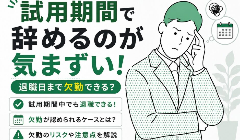 試用期間で辞めるのが気まずい！退職日まで欠勤できる？